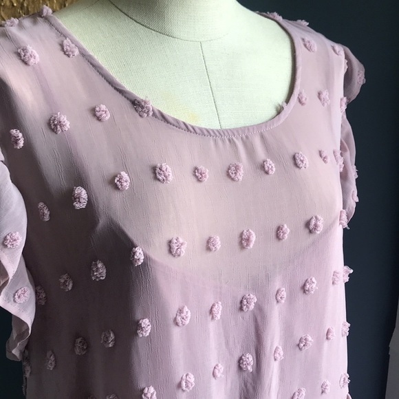 ARULA dusty rose Swiss dot sleeveless chiffon summer maxi dress size B 18-20 - Picture 11 of 14